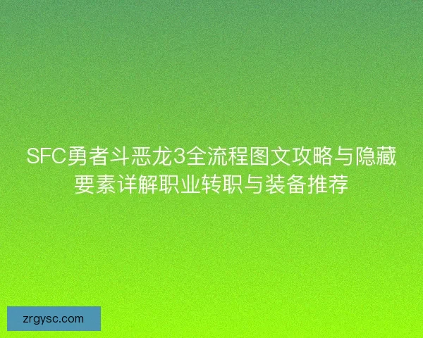 SFC勇者斗恶龙3全流程图文攻略与隐藏要素详解职业转职与装备推荐